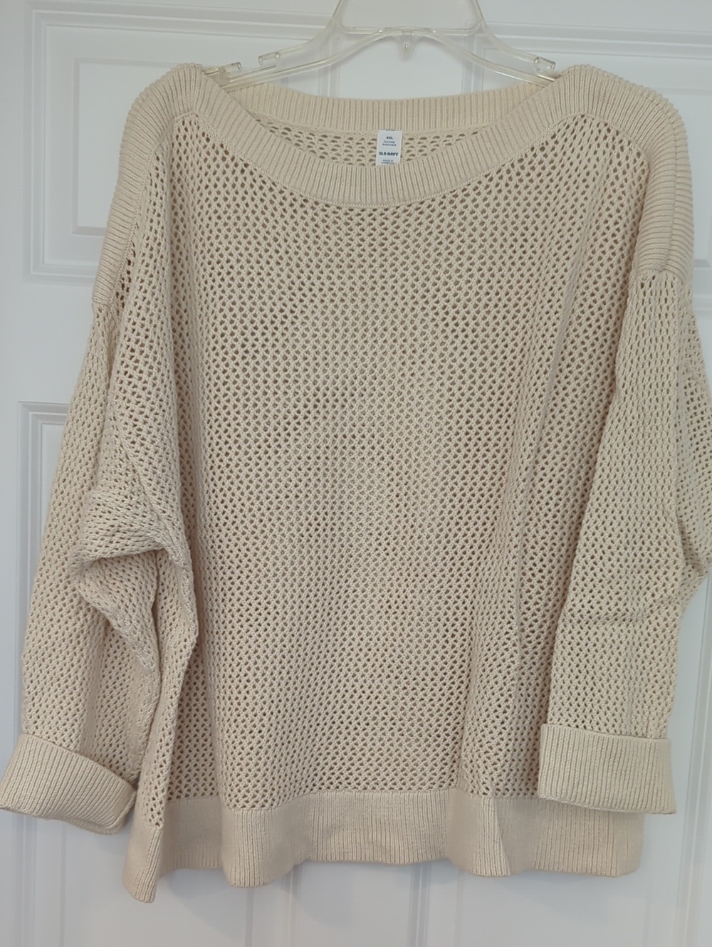 Old Navy Open-Weave Scoop Neck Sweater in Cream
